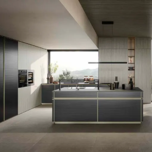 Cucina Moderna con isola Coco Stream Inchiostro di Dibiesse