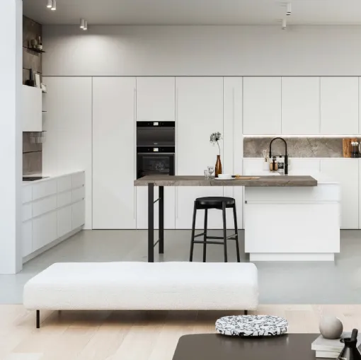 Cucina Moderna con penisola D23 Neve di Doimo Cucine