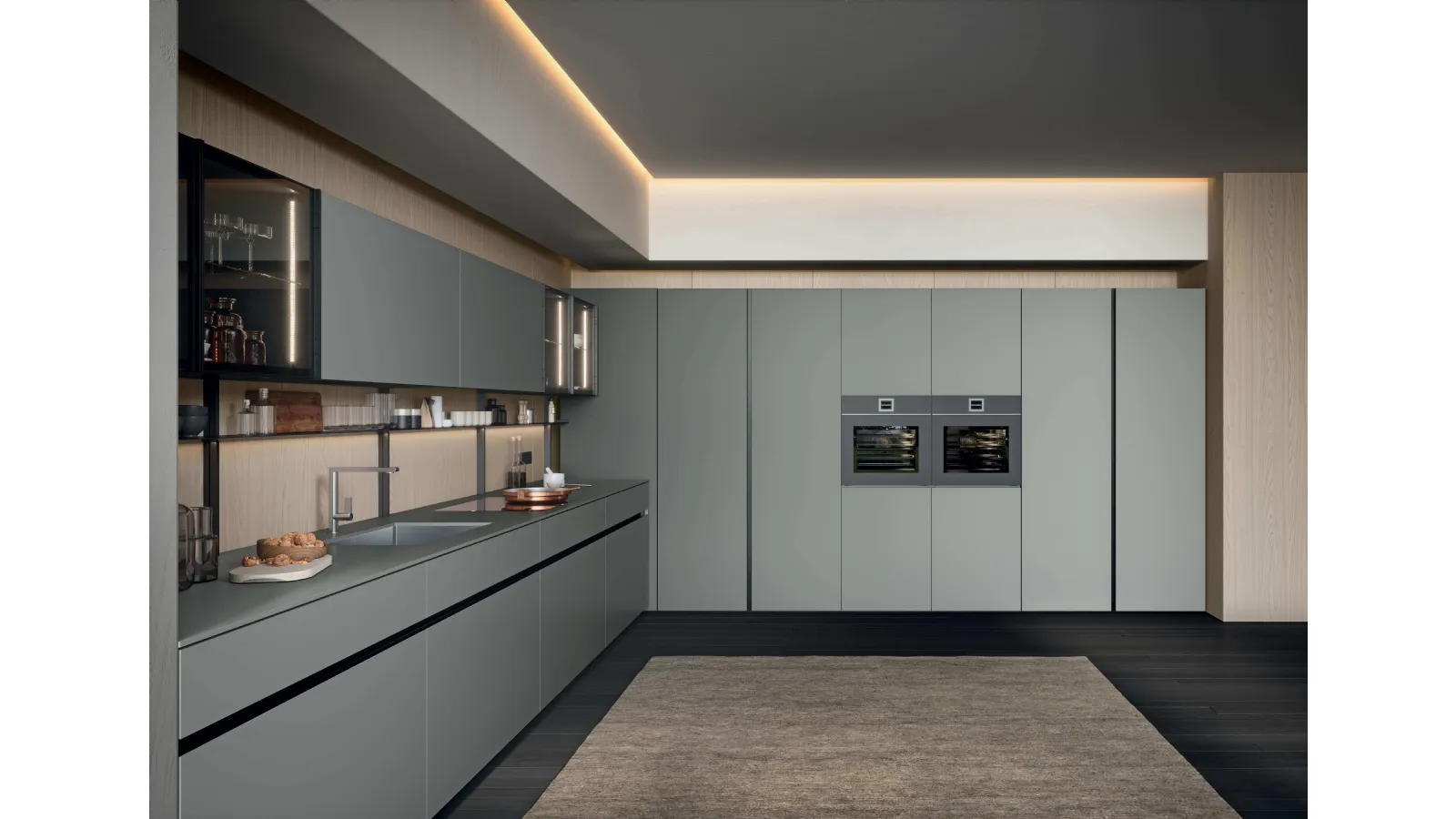 Cucina Moderna GI30 angolare in laccato Grigio opaco di Dibiesse