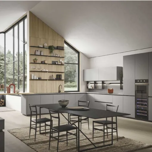 Cucina Moderna Emporio Job angolare con penisola di Dibiesse