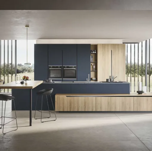 Cucina Moderna Lesmo con isola e penisola di Dibiesse