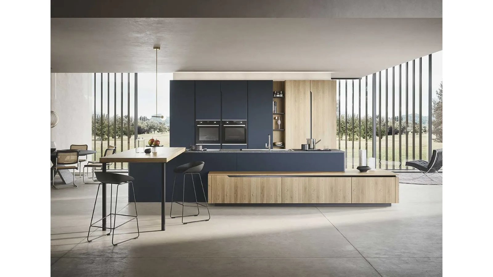 Cucina Moderna Lesmo con isola e penisola di Dibiesse