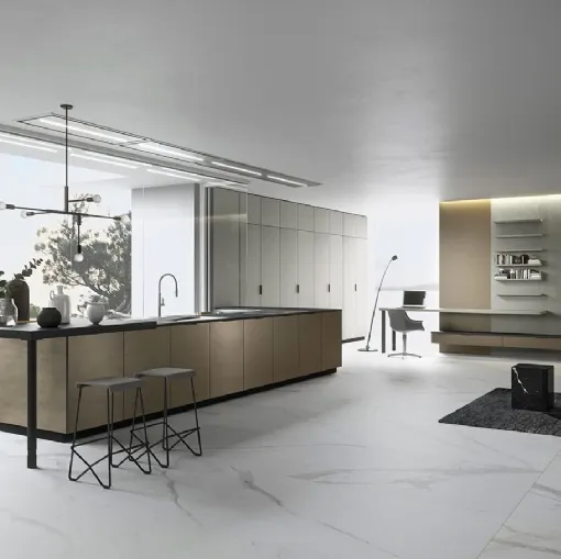 Cucina Moderna in laccato metallizzato Vestimi con penisola di Dibiesse