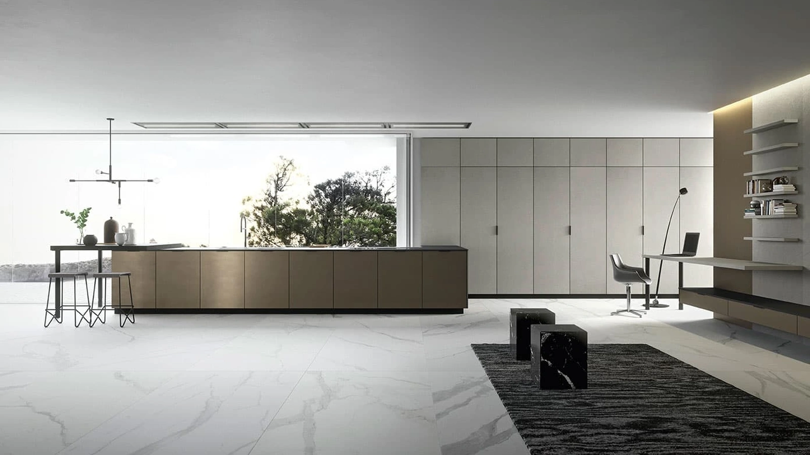 Cucina Moderna in laccato metallizzato Vestimi con penisola di Dibiesse