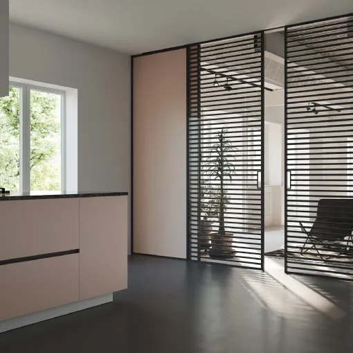 Porta per interni Factory T1T60 in vetro con telaio in alluminio di Foa