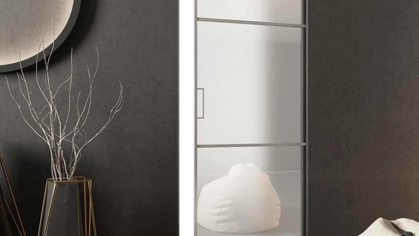 Porta per interni scorrevole Factory T3 in vetro con telaio in alluminio di Foa