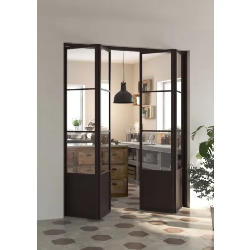 Porta per interni a libro Factory T4 Total Brown di Foa