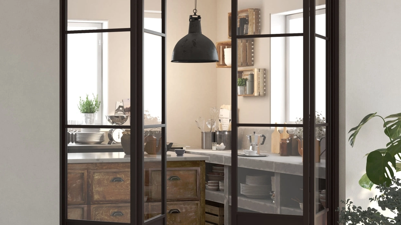 Porta per interni a libro Factory T4 Total Brown di Foa