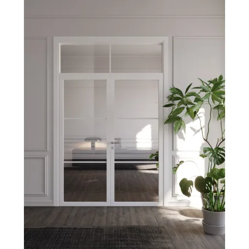 Porta per interni battente Flat F3 in laccato e vetro di Foa