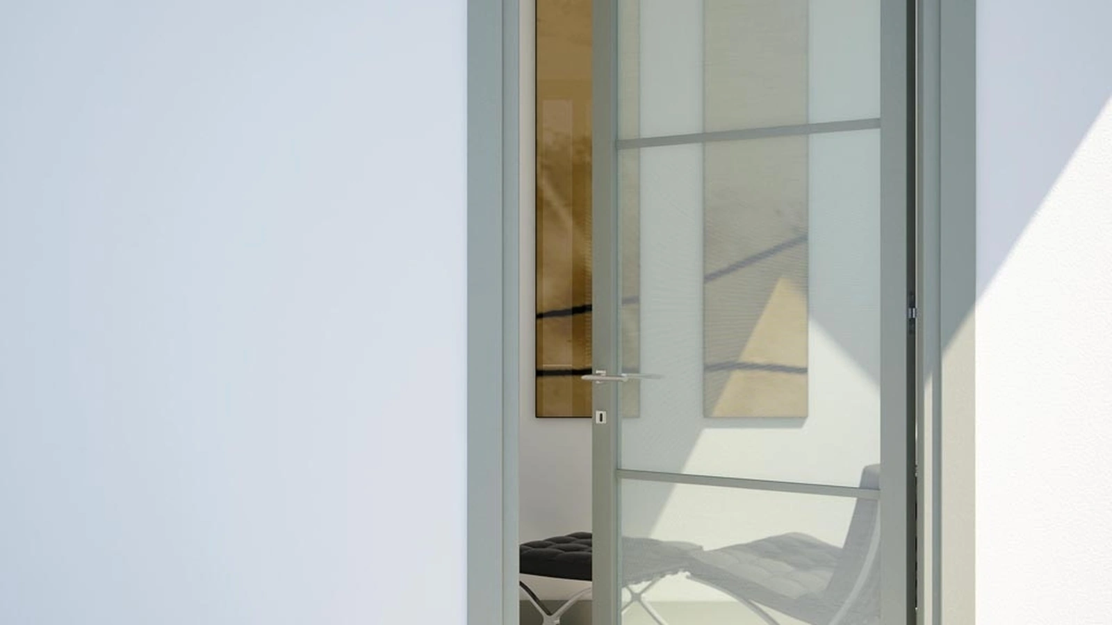 Porta per interni battente Flat F3 in laccato e vetro di Foa