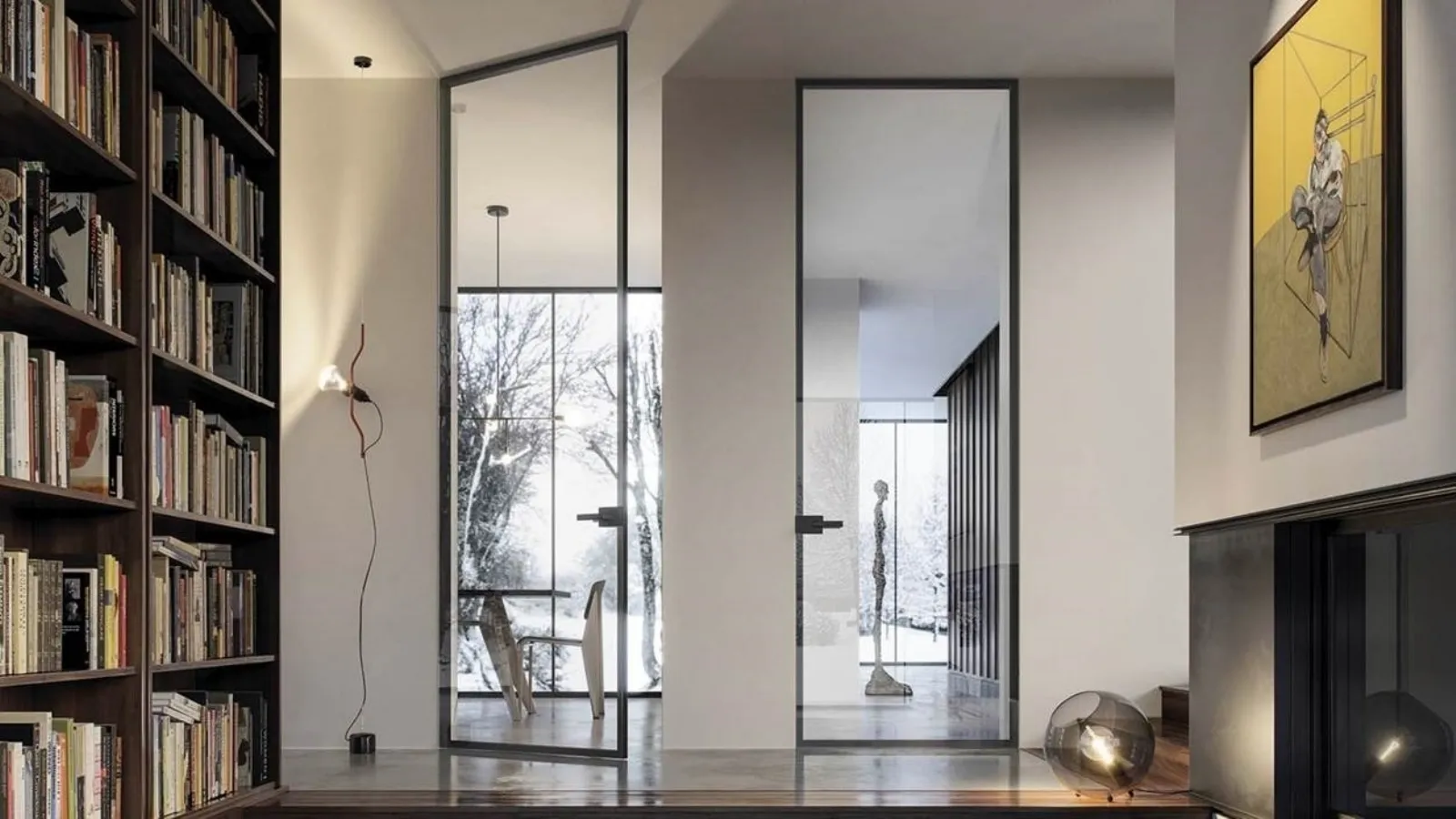 Porta per interni battente in vetro con telaio in alluminio Just Filo muro di Doal