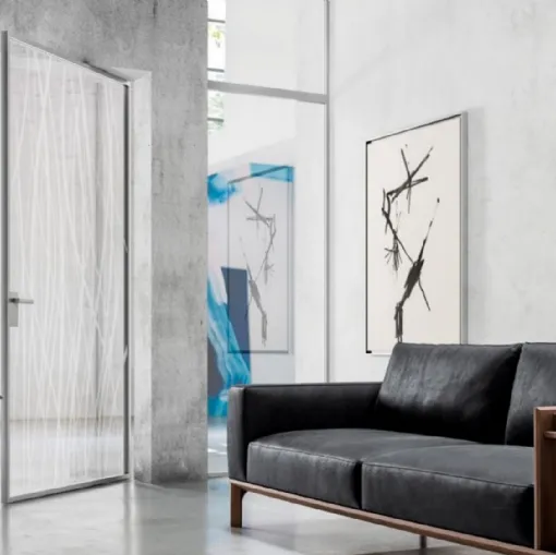 Porta per interni in vetro con telaio in alluminio Zeus a Bilico di Doal