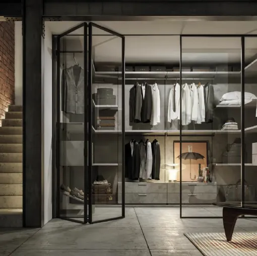 Porta per interni in vetro con telaio in alluminio Zeus a Libro di Doal