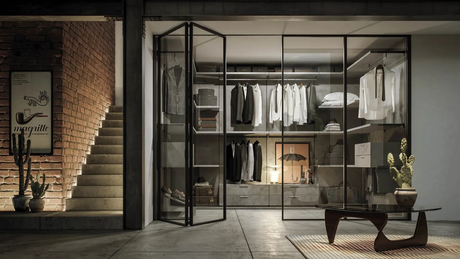 Porta per interni in vetro con telaio in alluminio Zeus a Libro di Doal