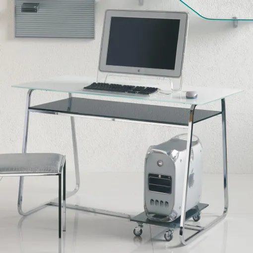 Scrivania Operativa con piano in vetro Clever di Ponti Terenghi