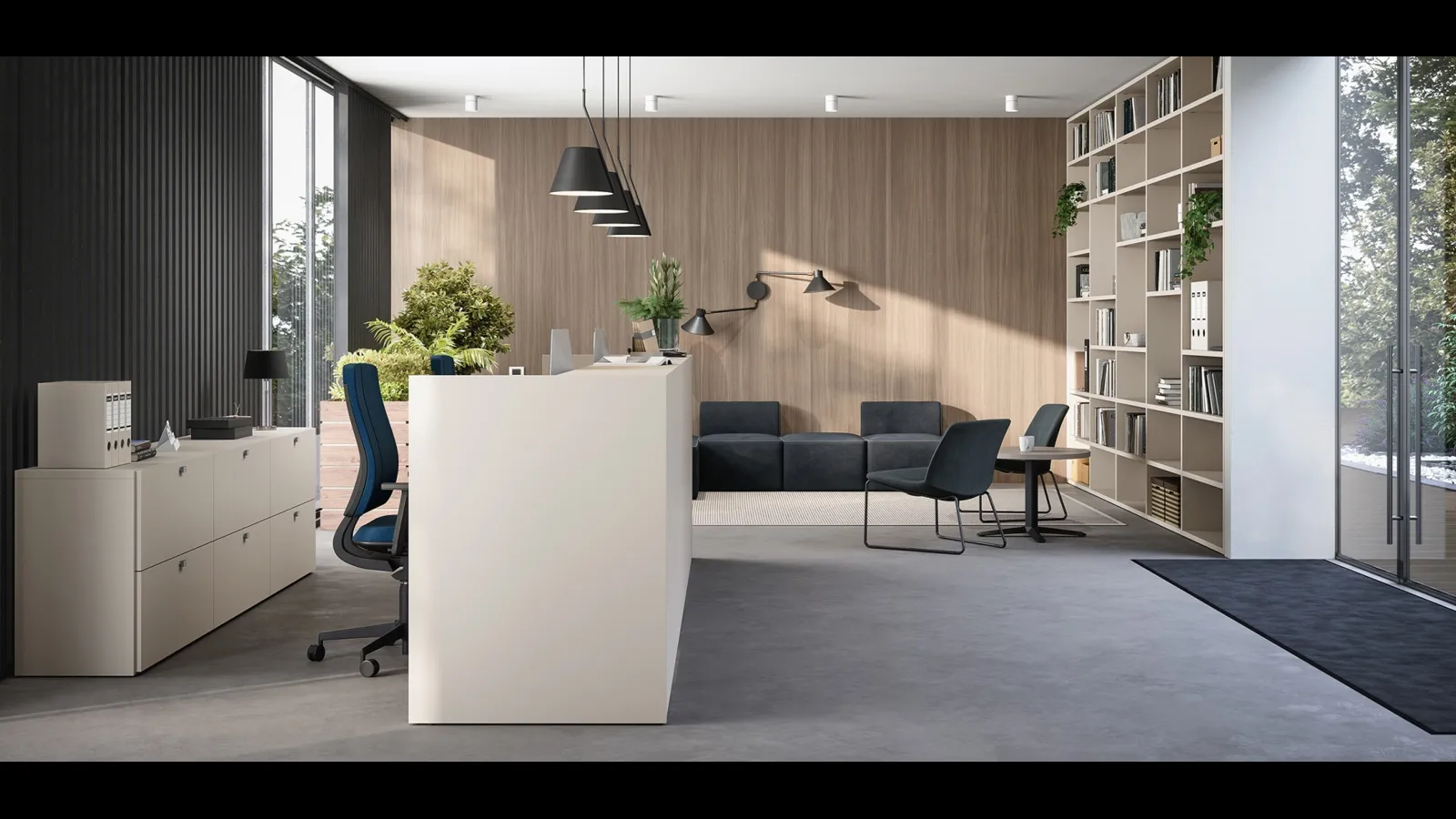 Bancone Reception 07A in melaminico bianco Cinquanta3