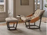 Pouf Amarantha in cuoietto con cuscino imbottito di Porada