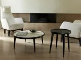 Tavolino rotondo in massello di frassino con piano in marmo o in legno Bignè di Porada