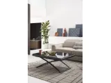 Tavolino allungabile e regolabile in altezza con top in vetro e base in metallo Nero Dakota di Calligaris