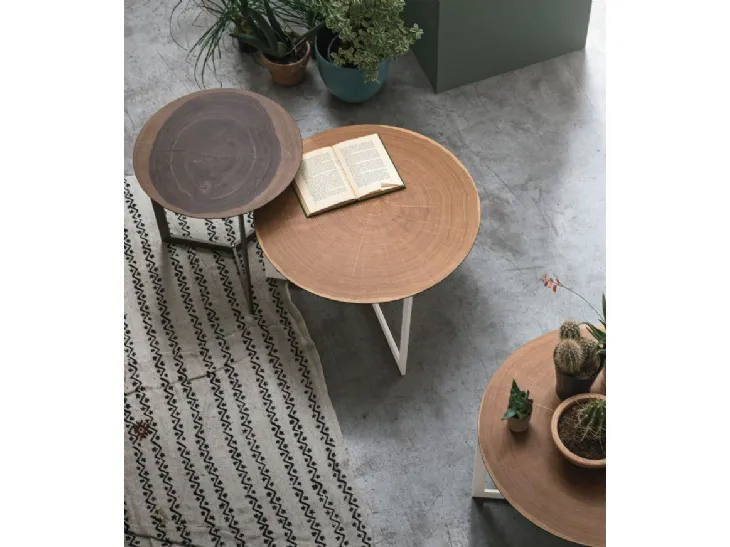 Tavolino con base a più finiture Joy Wood di Tomasella