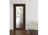 Porta per interni Elegance in vetro acidato decorato Cammirama, struttura legno finitura tinta noce scuro di Foa