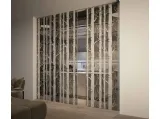 Porta per interni Space scorrevole per controsoffitto con vetro trasparente bronzo e decoro Nordic di Foa