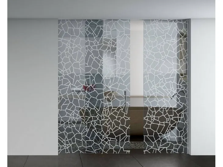 Porta per interni Space finitura vetro decoro Petra di Foa