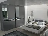 Armadio Cristal in laccato opaco antracite con ante specchio grigio e grigio satinato di Tomasella