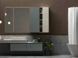 Mobile da Bagno sospeso in laccato carta da zucchero e top in laccato effetto resina 45 01 di Birex