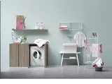 Mobile da Lavanderia in olmo grey e laccato opaco bianco Acqua e Sapone Lavanderia 03 di Birex