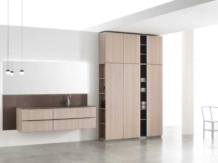Mobile da Bagno sospeso in melaminico finitura Riga sbiancato Rail 02 di Arcom