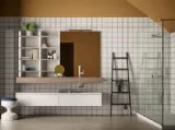 Mobile da Bagno sospeso in melaminico olmo color corda e bianco Lapis 02 di Birex