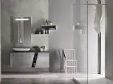 Mobile da Bagno sospeso laccato Platino con top in cristallo Fumo E-Ly 80 di Arcom