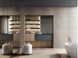 Mobile da Bagno sospeso in fenix grigio bromo e canneté rovere visone Facto 01 di Birex