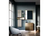 Mobile da Bagno sospeso in laccato metallico e top in vetro grigio seta sabbiato Hosoi 01 di Birex