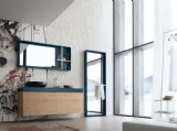 Mobile da Bagno sospeso La Fenice 14 in Rovere nodato riso con top in laccato opaco Petrolio di Arcom