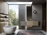 Mobile da Bagno sospeso in laccato metallico nichel e gres Senda grigio Major 05 di Birex