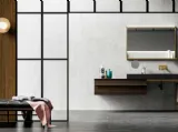 Mobile da Bagno sospeso in rovere e alluminio con top in acciaio Sidero 03 di Birex