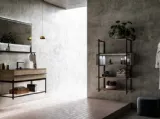 Mobile da Bagno sospeso in rovere e alluminio con top in gres Sidero 05 di Birex