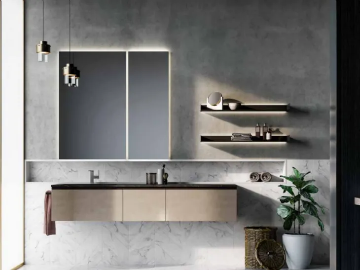 Mobile da Bagno sospeso in laccato metallico Sidero 07 di Birex