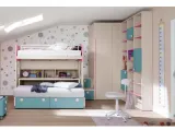 Cameretta in melaminico e laccato azzurro e rosa Alpha Letto a Castello B030 di Doimo Cityline