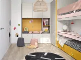 Cameretta con letti a casello e scrivania estraibile Kids space 15 di Nidi