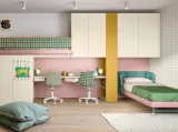 Cameretta a soppalco con scrivania Kids space 16 in melaminico di Nidi