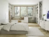 Cameretta componibile con scrivania e 2 librerie a muro Next space 01 di Nidi