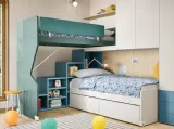 Cameretta a ponte con letto a castello Kids space 19 in melaminico di Nidi