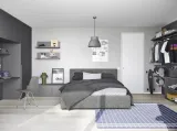 Cameretta a ponte con letto matrimoniale in tessuto e scrivania Next space 13 di Nidi