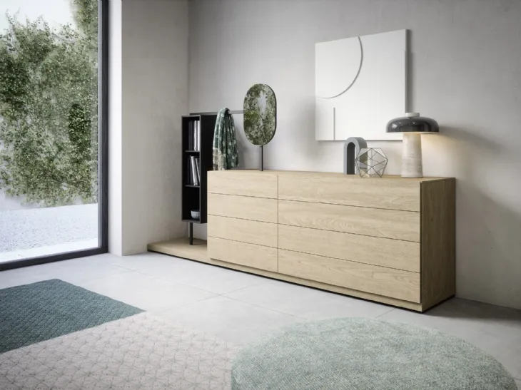 Comò Easy System in legno di Rovere impiallacciato di Novamobili