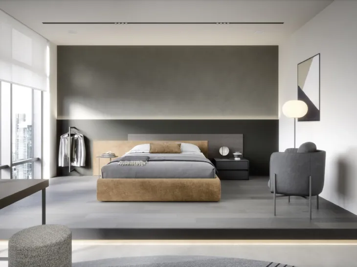 Letto di design Testiera Time in tessuto di Novamobili
