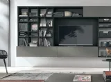 Libreria Atlante UNIT AT204  in materico rovere carbone e materico piasentina scura e metallo laccato bromodi Tomasella