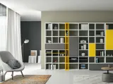 Libreria Speed P in laccato Light Grey e Giallo Zinco di Dall'Agnese